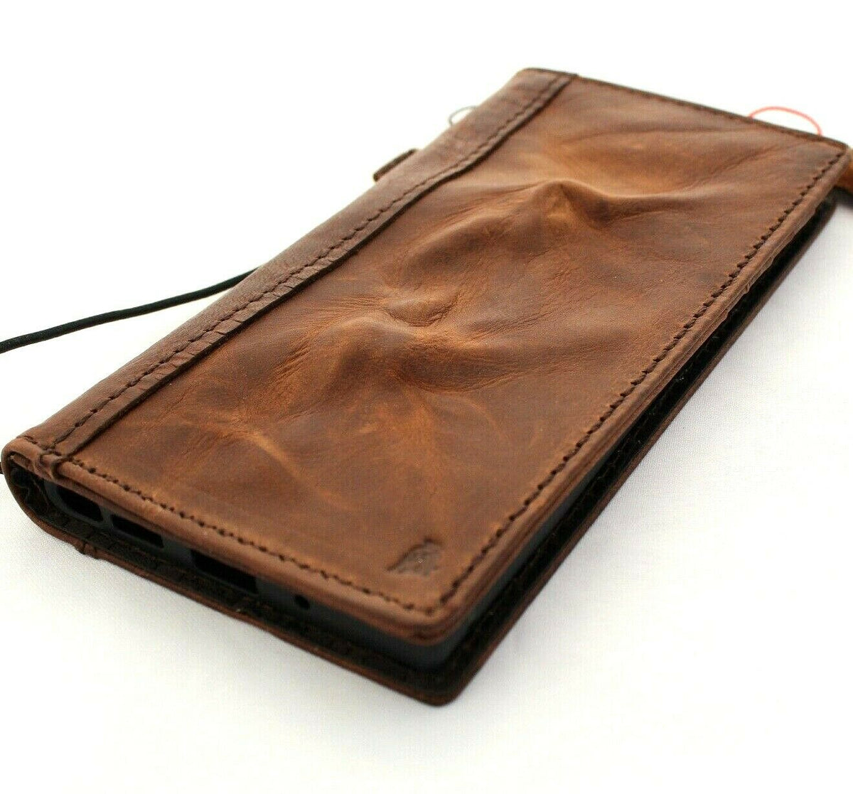 Genuine vintage leather Samsung Galaxy S21 Ultra 5G wallet case with ID window, card slots, rubber stand by DavisCase
