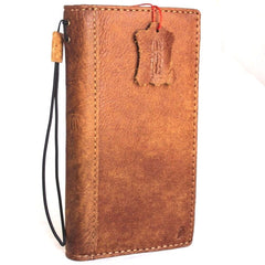 Étui en cuir véritable pour Samsung Galaxy S8, portefeuille, couverture de livre, fentes pour cartes de crédit, fenêtre d'identification, vintage, marron, slim, daviscase