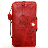Genuine Natural Red Leather Case For Apple iPhone 12 PRO Book Wallet Vintage Design Credit Cards Slots Soft Slim Cover Full Grain DavisCase