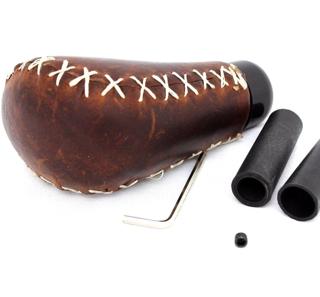 Handmade genuine leather gear shift knob for Mercedes-Benz, compatible with MB SL, CLK, SLK models, by DAVISCASE.