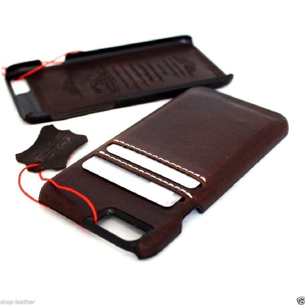 Handmade genuine leather iPhone 6/6s case with slim, luxury design and classic art style, showcasing smooth leather and precise fit.