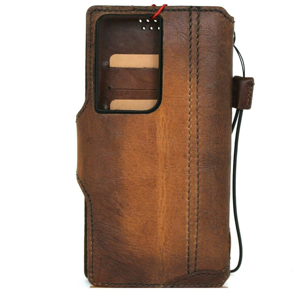 Genuine full leather wallet case for Samsung Galaxy Note 20 Ultra 5G by DavisCase, with card slots and wireless charging compatibility.