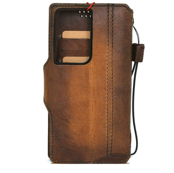 Genuine Leather Case For Samsung Galaxy S21 Ultra 5G Book Wallet Handmade Holder Cover Wireless Charging  Top Grain Daviscase Oiled Luxury