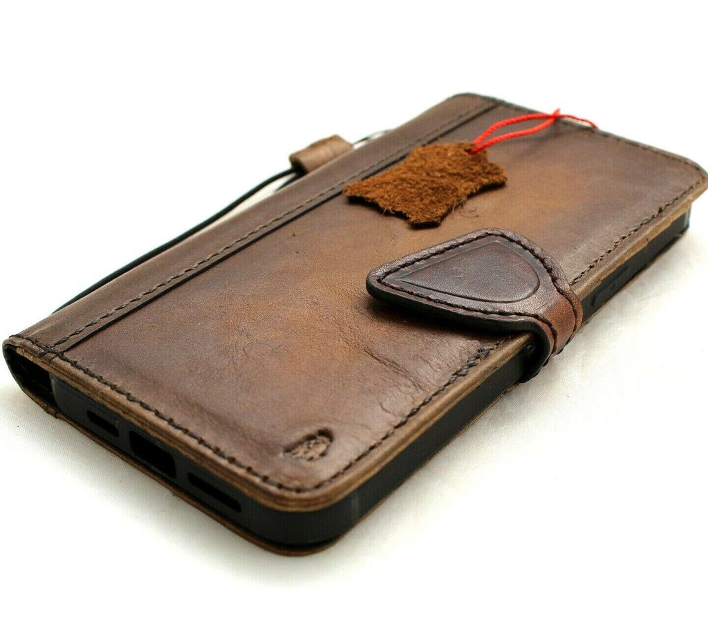 For Apple iPhone 13 Pro Max Mini Case, Real Genuine Leather Wallet