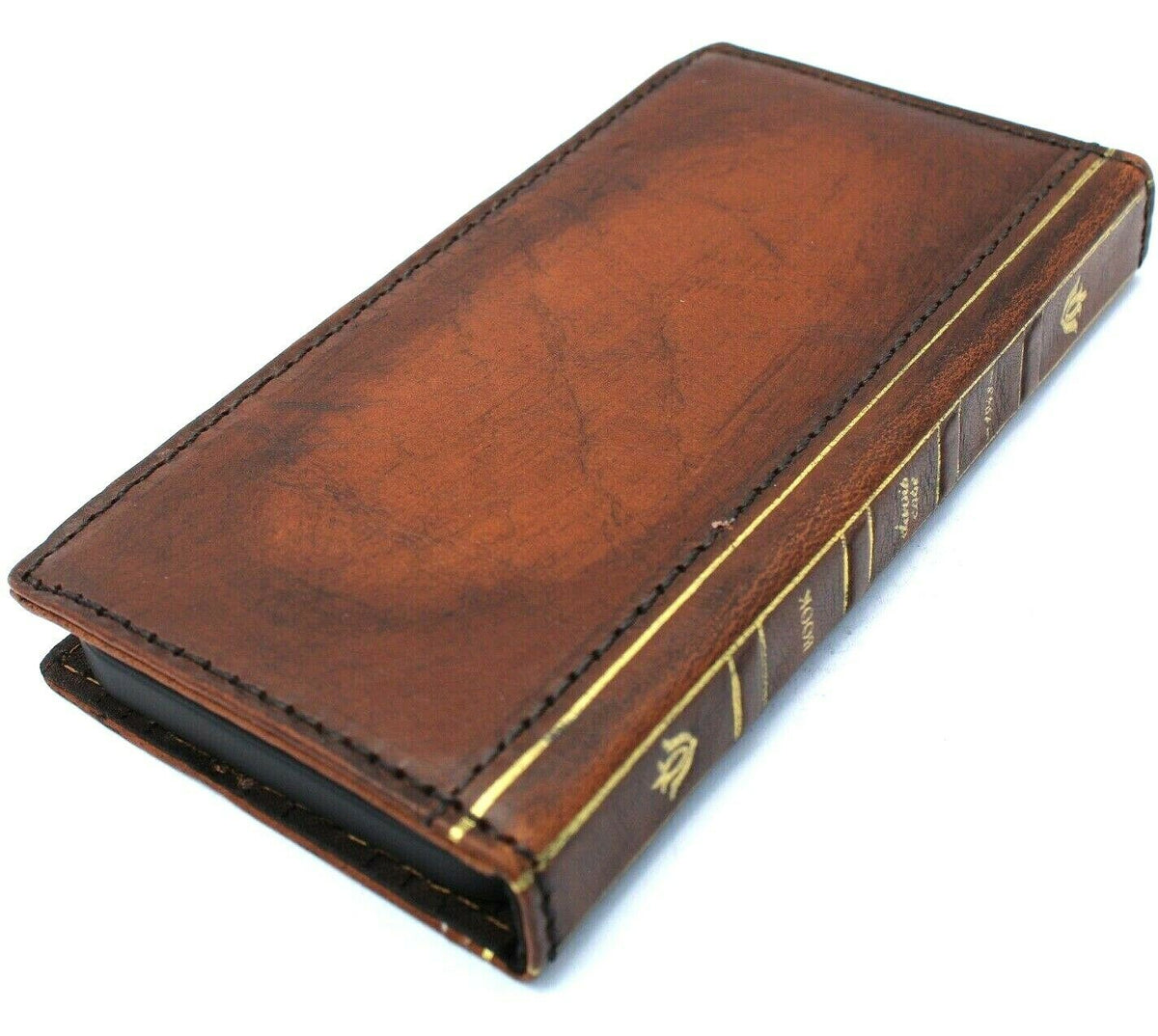 DAVISCASE genuine leather phone case for iPhone 11-15 and Galaxy S21 Ultra, vintage style wallet cover with full grain leather.