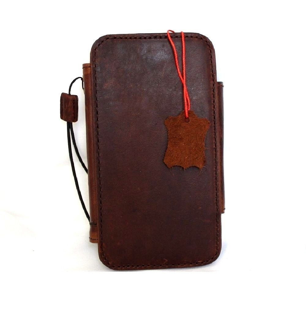 Handmade genuine Italian leather iPhone 6/6s wallet case with removable credit holder and book-style design.