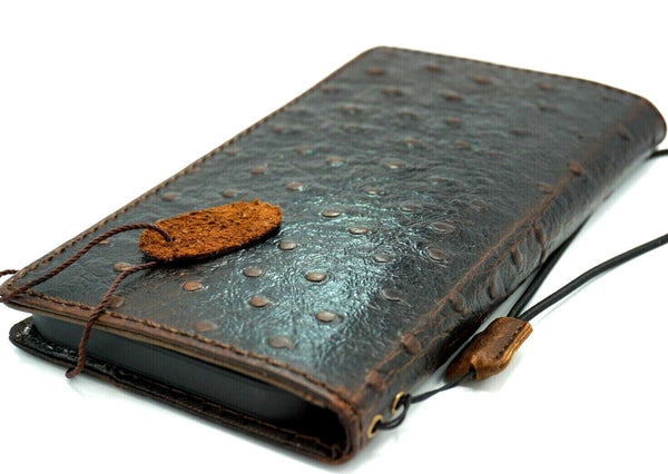 Genuine Leather Case for Google Pixel 6 6a 7 7a 8 Pro Book Wallet Book Retro Stand Luxury 1948 5G Wireless Charging Ostrich Dark