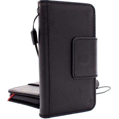 Genuine vintage leather Case for Samsung Galaxy S9 Plus book jafo wallet magnetic closure cover cards slots strap daviscase black