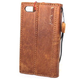 Genuine Real Leather Case for Apple iPhone 7 book wallet cover slim hand made cards slots vintage brown new daviscase