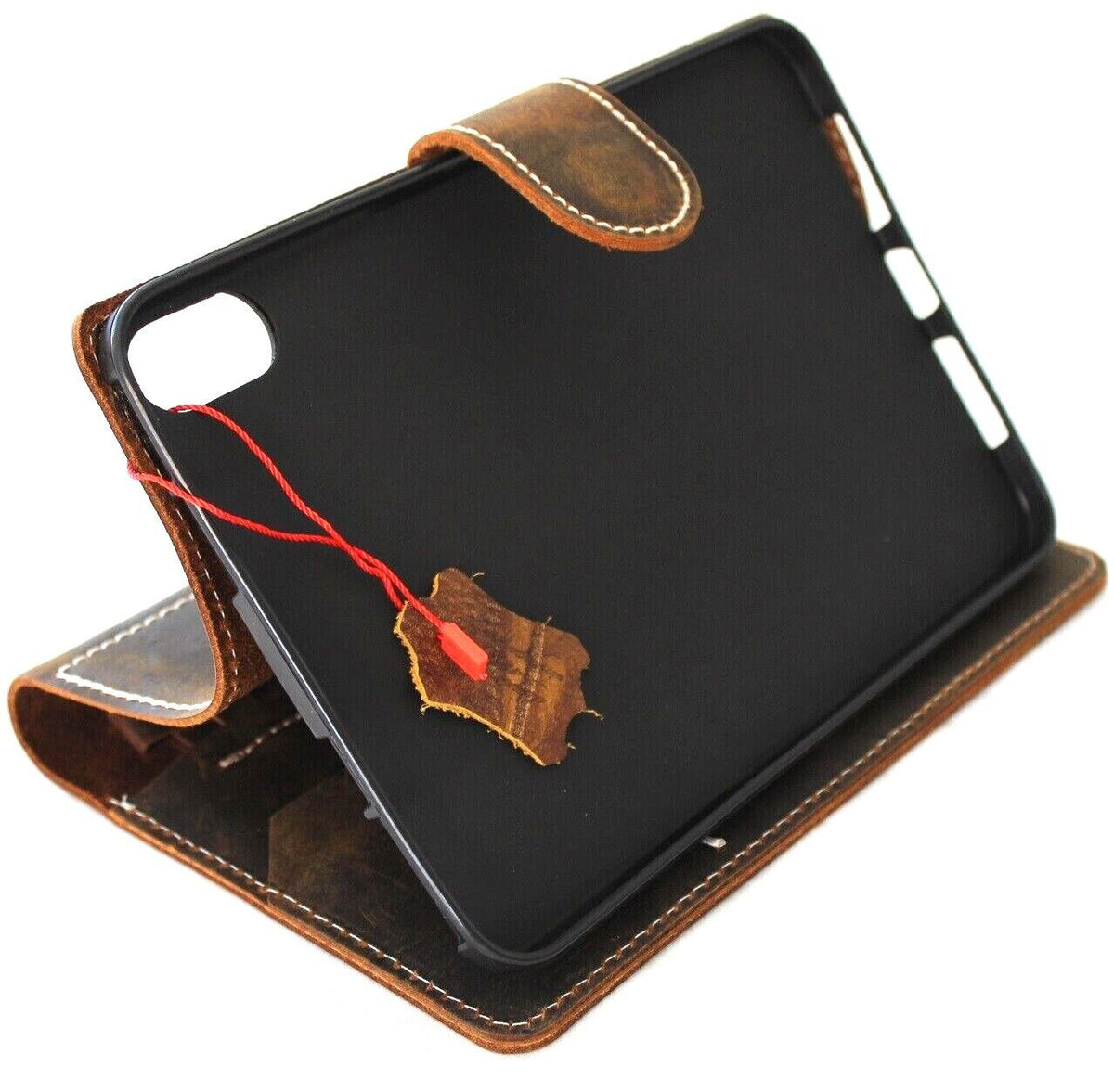 Leather iPad Mini 4-6 case with card slots, dog paw and lion bear designs, handmade vintage style by DAVISCASE