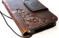 Handmade genuine leather wallet case for iPhone 11-15 Pro Max, with ID window, credit card slots, vintage style, DAVISCASE.