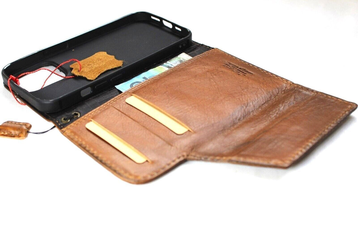 Google Pixel 7 Pro leather case by DAVISCASE with wallet design, eagle stamping, 3D detailing, compatible with wireless charging.
