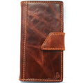 Handmade genuine leather phone case by DAVISCASE for iPhone 11-13 Pro, XS Max, XR, with ID window, credit card slots, vintage style.