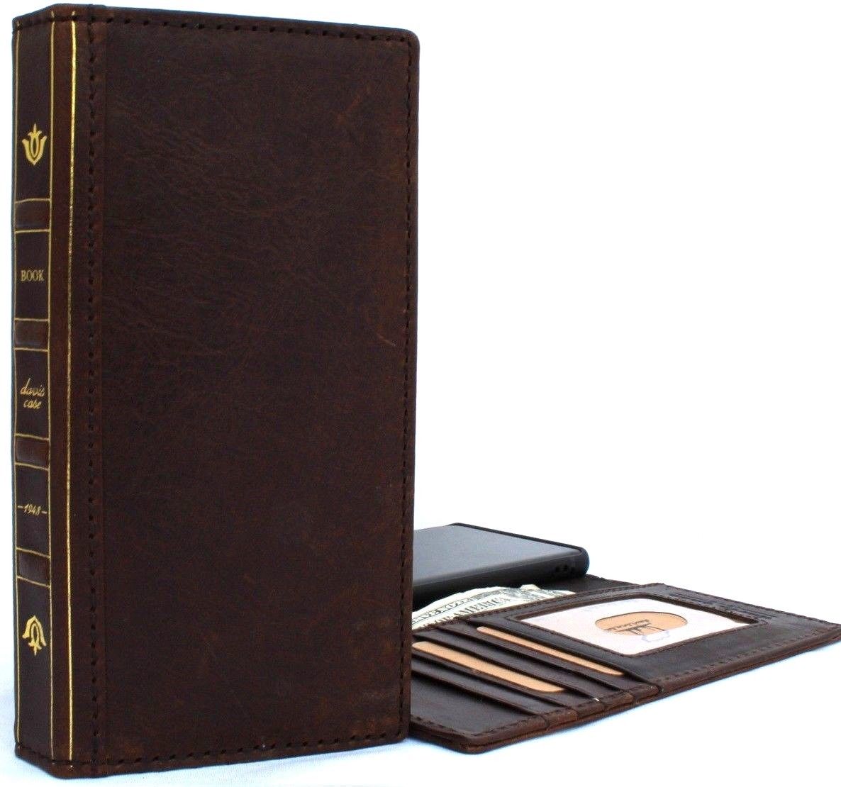Handmade DAVISCASE genuine leather phone case for Samsung Galaxy Note 8, vintage wallet design with card slots and soft finish.