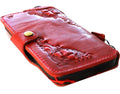Genuine vintage red leather phone case for Samsung Galaxy S22, S21, S20, S23, S24, S25 Ultra, with wallet and credit card slots.
