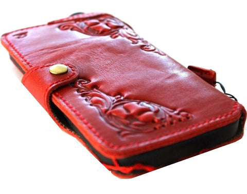 Genuine Leather For Galaxy s22 s21 s20 S23 Ultra Plus Case s9 Note A71 A52 A52s A53 A12 A31 a32 4G 5G plus 9 8 Wallet Book Vintage Style Credit Cover Wireless Full Grain Davis luxury Art Mini clasp Decorated Red