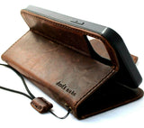 Echtes dunkles Leder-Brieftaschenetui für Apple iPhone 12, Buch-ID-Fenster, Vintage-Stil, Kreditkartenfächer, weiches Cover, genarbtes, schlankes DavisCase 