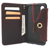 Genuine Leather Case for iPhone XS book wallet closure cover Cards slots Slim retro bright brown Daviscase  wireless art