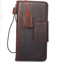 Genuine vintage leather case for Samsung Galaxy Note 8 book wallet magnet closure cover cards slots brown slim daviscase