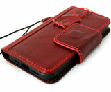 Genuine Soft Leather Case For Apple iPhone 12 Book Wallet Vintage Style Credit Cards Slots Magnetic Closure Red Cover Full Grain DavisCase