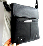 Genuine Black Leather Shoulder Bag Messenger Handbag Classic Cross Body Davis