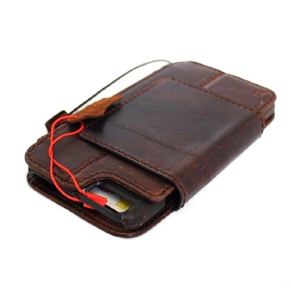 Handmade genuine Italian leather iPhone 6/6s wallet case with credit holder and removable cover, designed for secure phone protection.