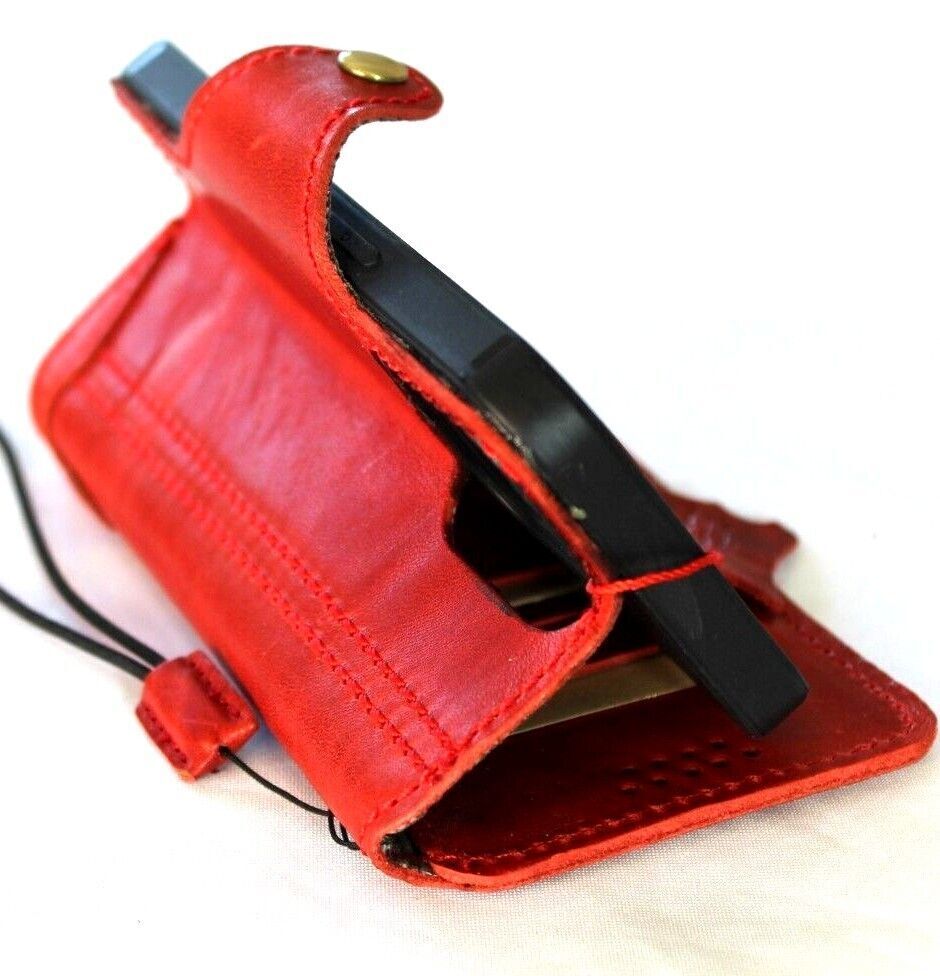 Genuine leather phone case for Samsung Galaxy S22, S21, S20, S23, S24, S25 Ultra, FE, Plus with vintage red leather and wallet features.
