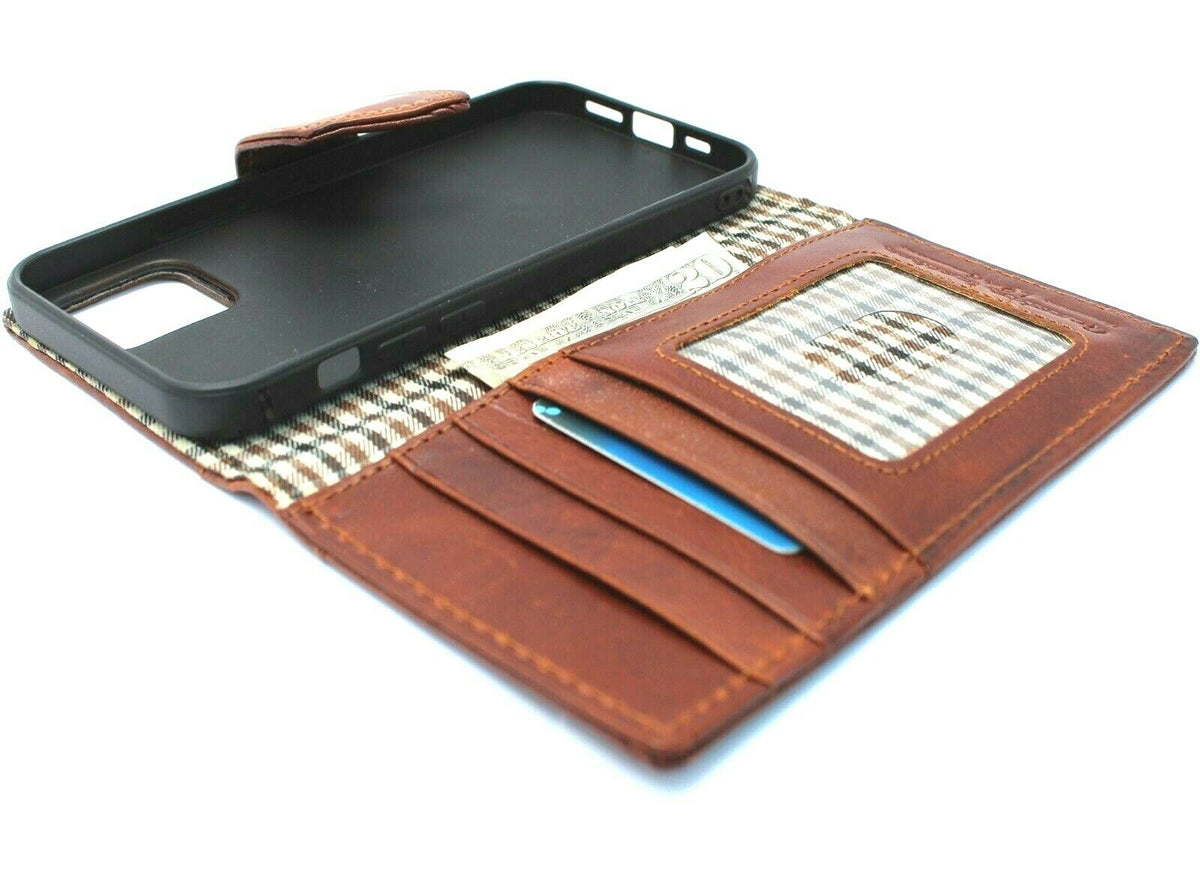 DavisCase genuine leather wallet phone case for iPhone 11, 12, 13 Pro, XS Max, XR with ID window, credit card slots, vintage style