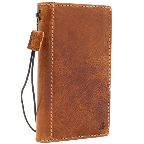 Genuine real leather case for iphone 8 cover book wallet cards 7 handmade slim Wireless charging davis classic Art Tan