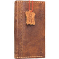 Vintage brown leather phone case for Samsung Galaxy S8 Plus, handmade wallet cover with card slots and soft leather finish.
