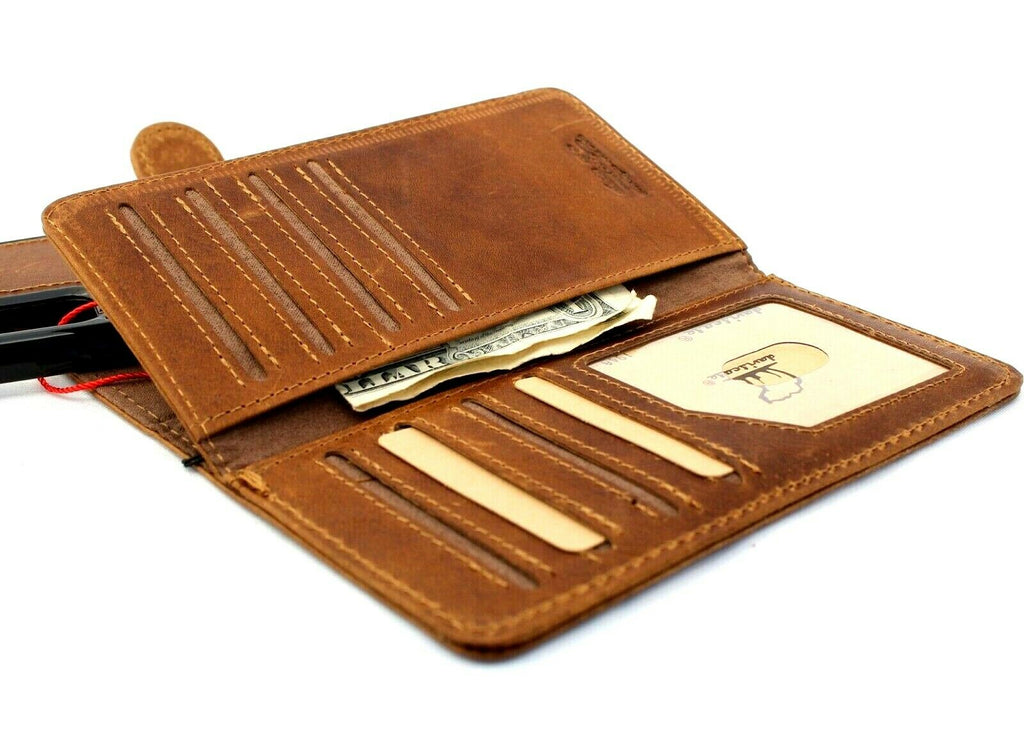 Genuine leather wallet case for Samsung Galaxy S20 by DAVISCASE with card slots, window display, and magnetic slim design.