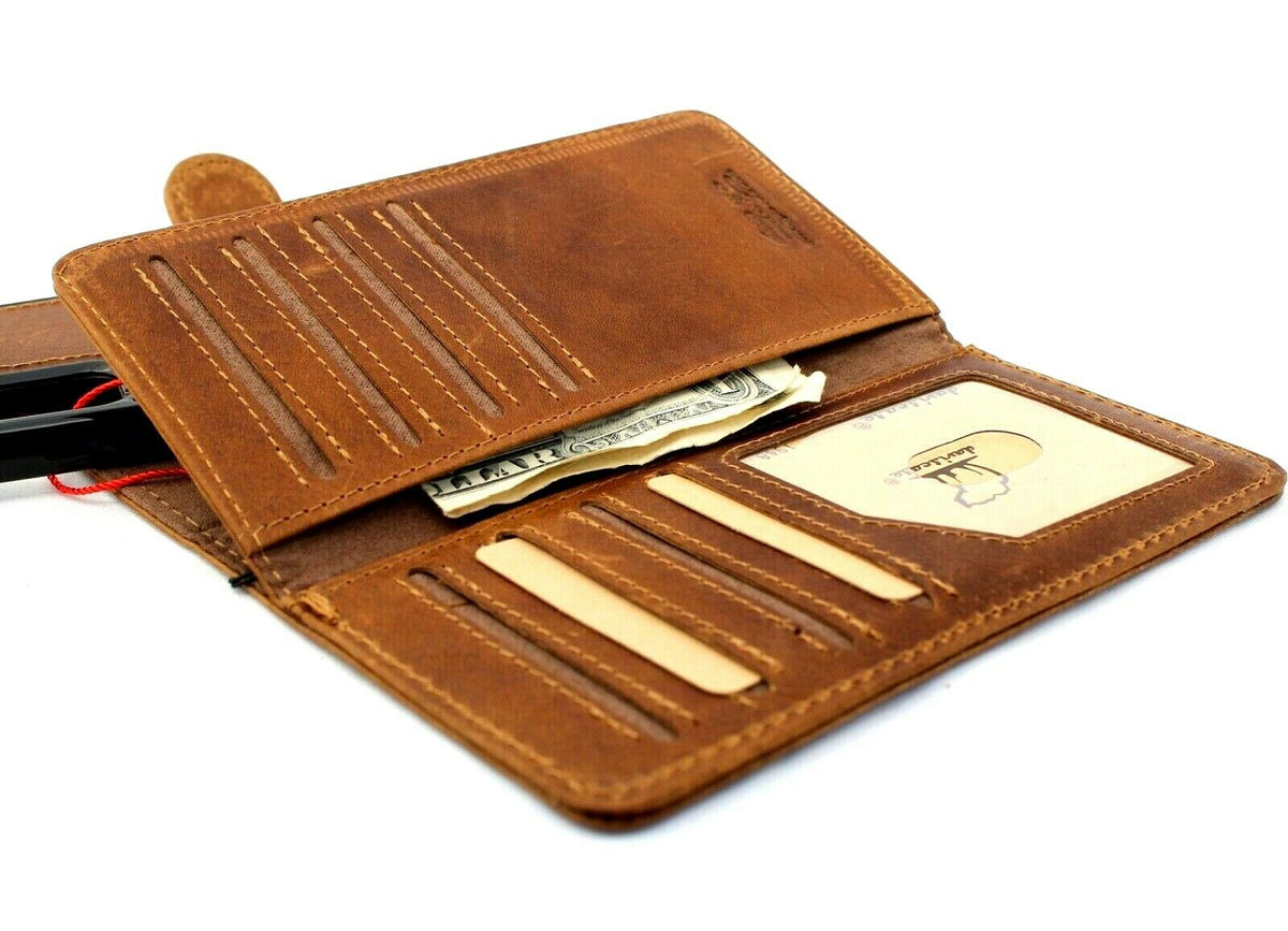 Genuine leather wallet case for Samsung Galaxy S20 by DAVISCASE with card slots, window display, and magnetic slim design.