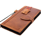 Genuine vintage leather case for samsung galaxy note 8 book wallet magnet closure cover cards slots brown slim D daviscase