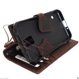 genuine Leather hard Cover for Samsung Galaxy Note Edge Case Wallet Phone skin Flim Clip brown magnet au daviscase