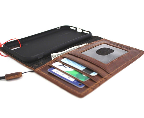 Handmade genuine cow leather iPhone XS case cover wallet with soft credit card holder, retro slim design, vendor-unknown brand