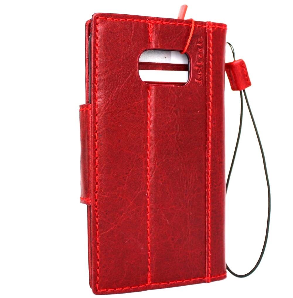 Vintage red leather Samsung Galaxy Note 8 wallet case with magnetic closure, card slots, slim design by DAVISCASE.