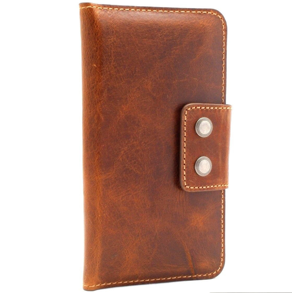 Genuine leather wallet case for LG V40, V30, G7 by DAVISCASE with 8 card slots, slim design, and closure cover.