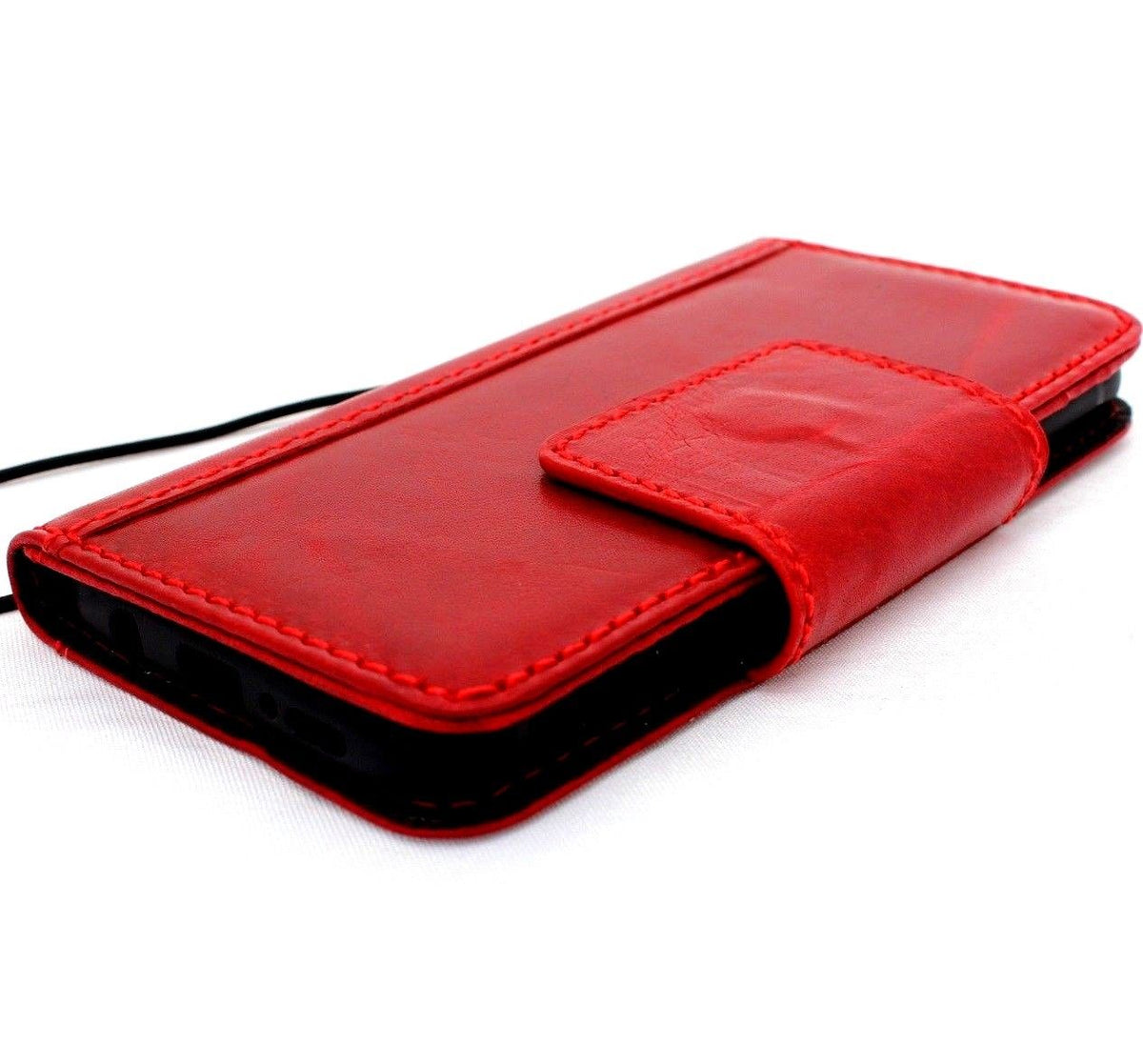 Red wine genuine Italian leather Samsung Galaxy S9 wallet case with magnetic closure, handmade oiled leather cover, designed for business use