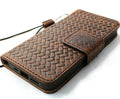 Handmade genuine dark leather iPhone 12 Pro case with wallet design, ID window, credit card slots, magnetic closure, by DAVISCASE.