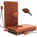 Genuine full soft leather iPhone XR case with wallet, credit holder, magnetic book design, and AirPods 2 case by DAVISCASE