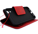 Véritable cuir véritable pour Apple iPhone XR housse portefeuille support de crédit livre magnétique support de luxe mince doux rouge Jafo IL