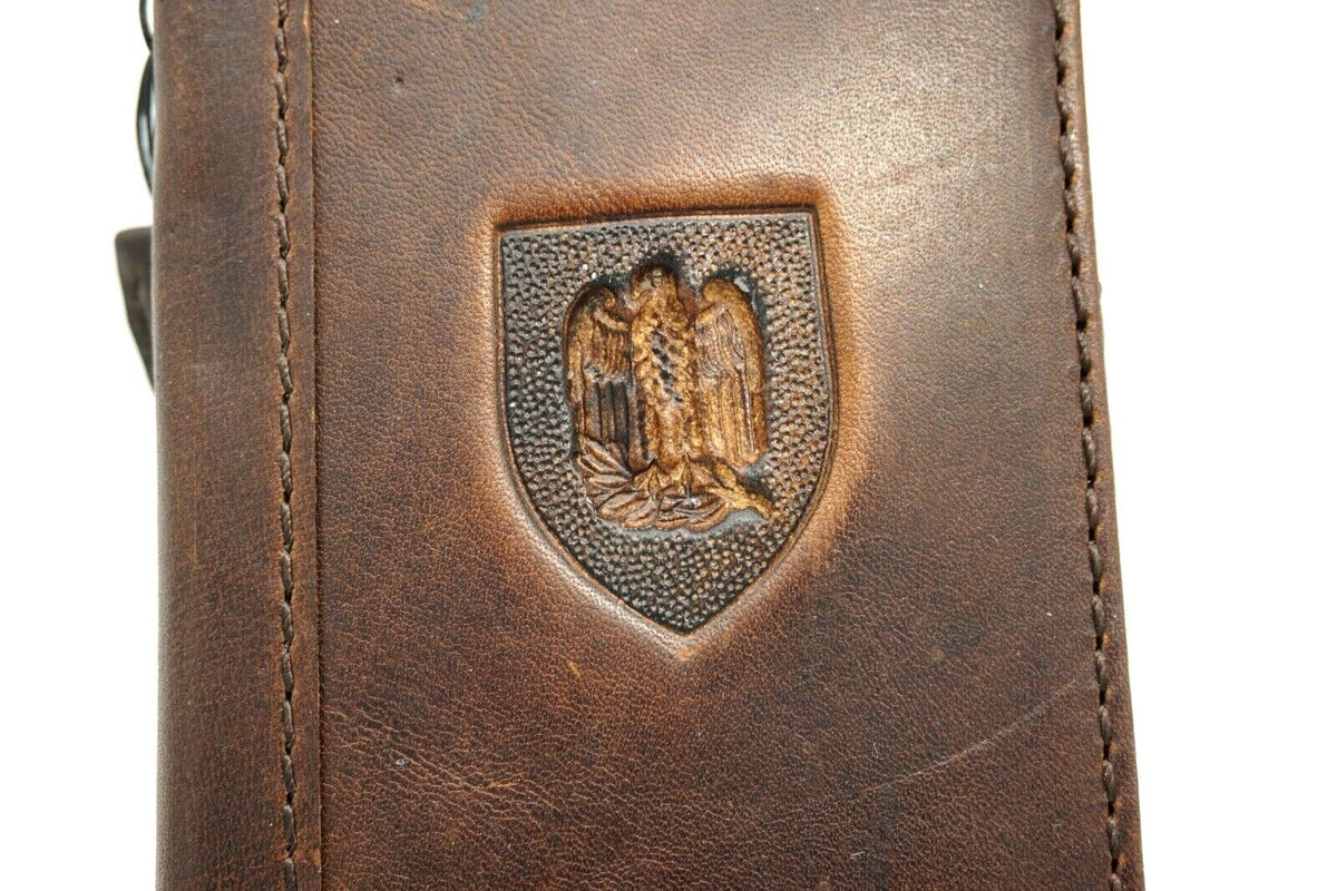 DavisCase genuine leather phone case for Samsung Galaxy S and Note series with vintage art wallet design and cross accents.