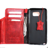 Echte Vintage-Lederhülle für Samsung Galaxy Note 5, Buch-Geldbörse, luxuriöse Magnethülle, rot, schlankes Daviscase