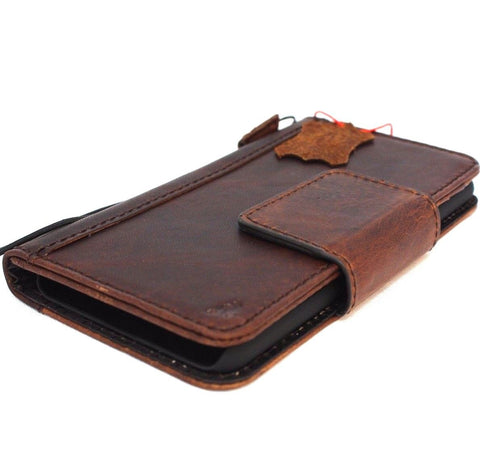 Genuine vintage leather Case for LG V30 book wallet magnet closure cover slim brown cards slots handmade daviscase Art