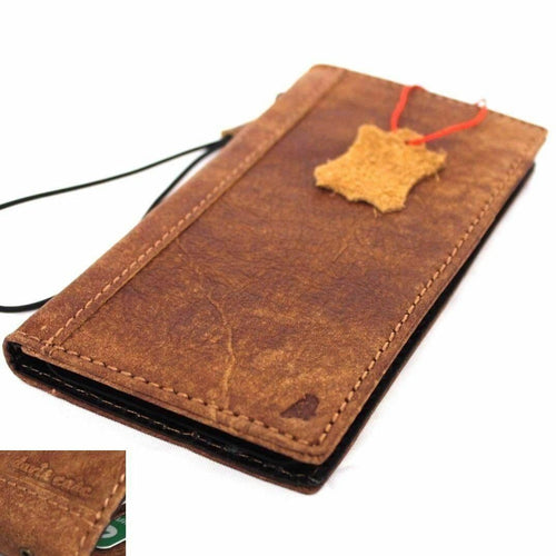 Genuine bright brown soft leather iPhone SE 2 case with wallet card slots, slim design, and soft interior for business use.