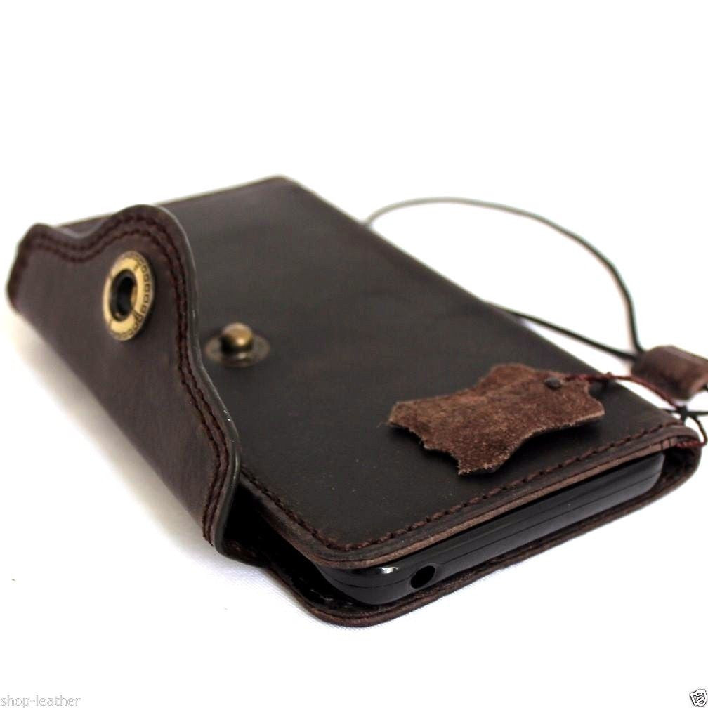Handmade genuine Italian leather iPhone 6/6s wallet case with credit card holder and book-style cover, vendor-unknown brand.