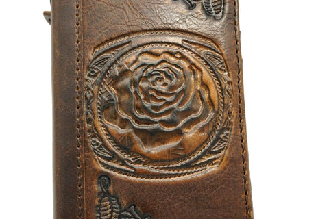 Genuine Leather For Galaxy s22 s21 s20 S23 S24 Ultra Note 9 10 20 21 A13 A71 A51 A12 A31 4G 5G Case plus Art Wallet Book Vintage  Style Credit Cover Wireless Full Grain Davis Luxury Decorated Diy Rose Mini