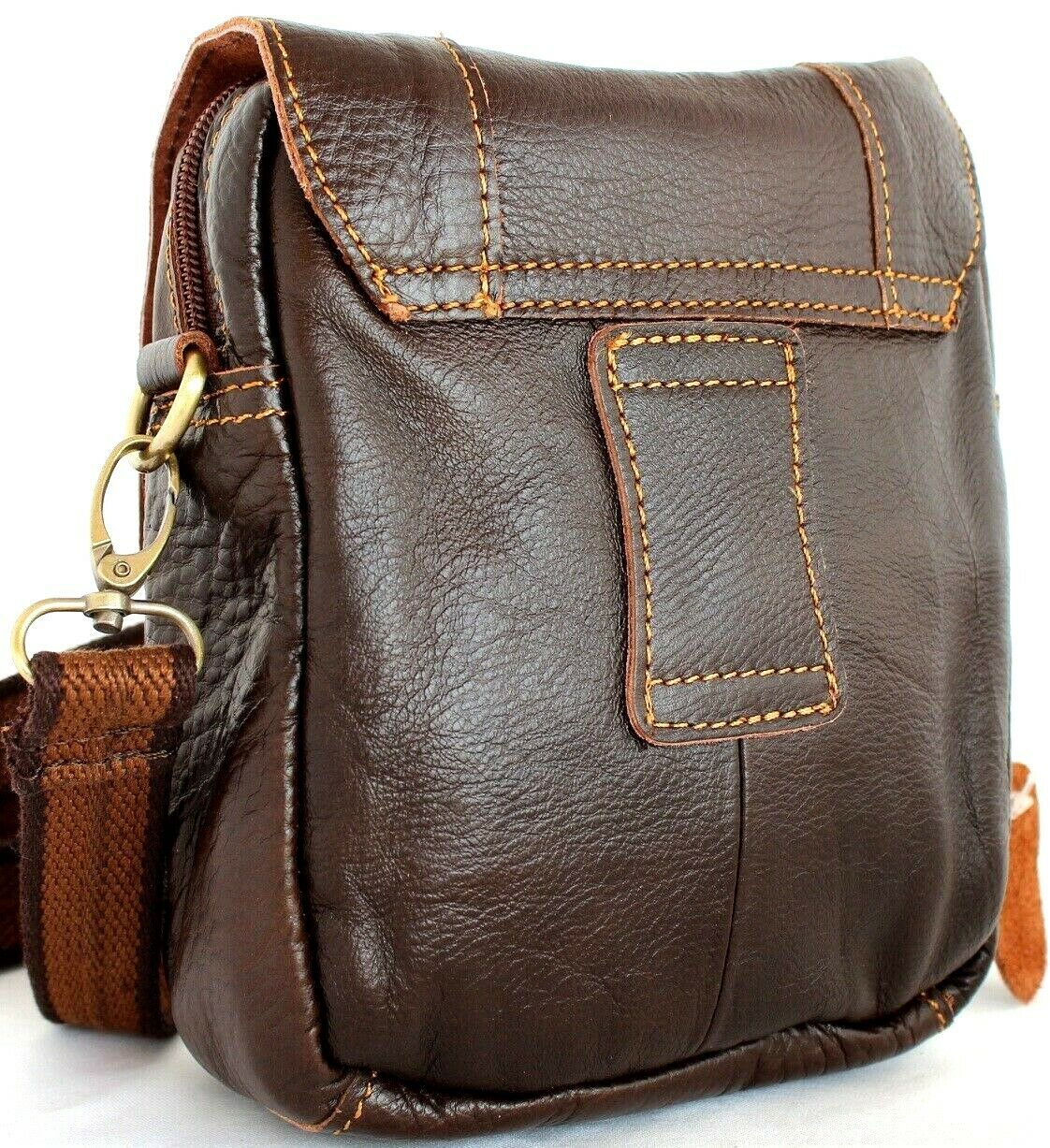 Mens genuine full grain leather waist pouch by DAVISCASE, vintage luxury crossbody bag with soft, adjustable belt design.