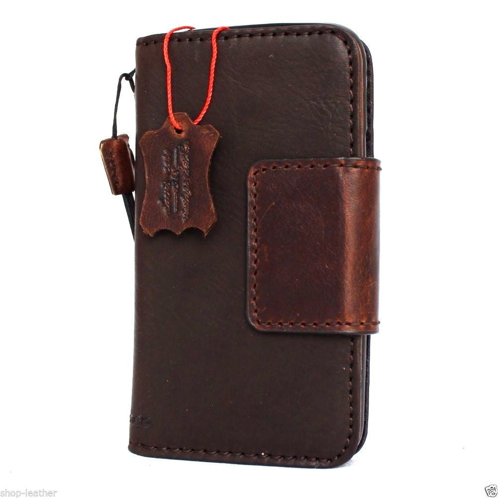 Handmade genuine leather phone case for Motorola Moto G 3rd gen with wallet design and magnetic clip, vendor-unknown brand.