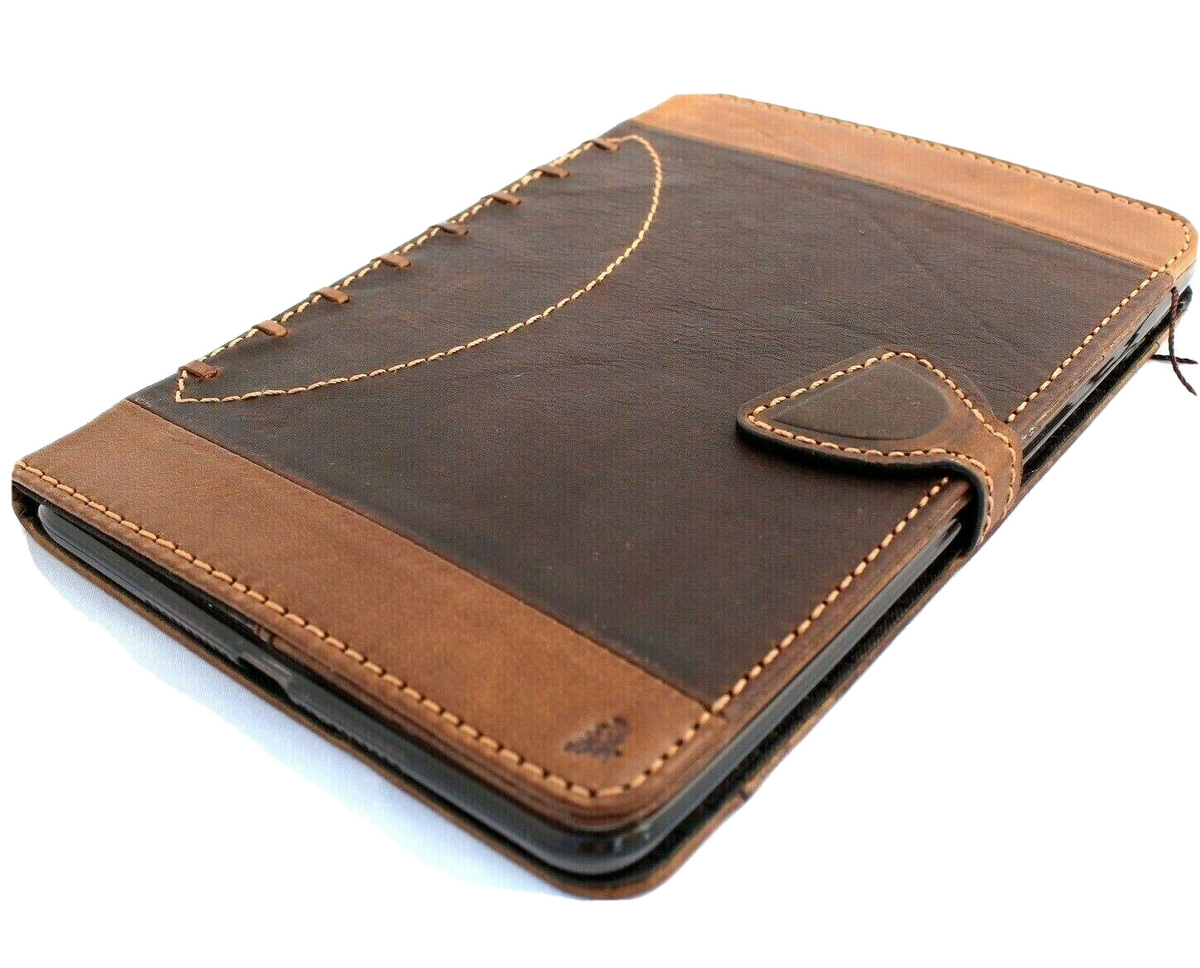 Genuine leather iPad Mini 6 case by DAVISCASE with card slots, handmade, vintage style, featuring rubber accents for a luxurious look.